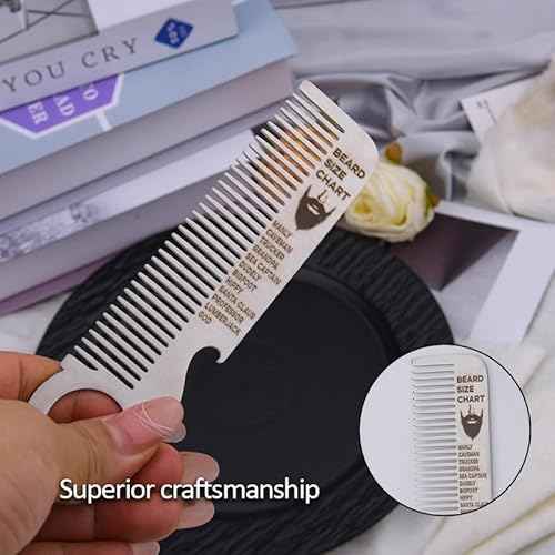 Beard Mustache Comb for Men Dad Grandpa Birthday Gifts for Men Silver Metal Combs Birthday Gifts for Men Him Beard Gifts for Men Boyfriend Husband Funny Christmas Gifts for Men Husband Boyfriend