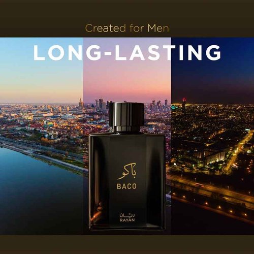 RAYAN Baco Tobacco & Leather Perfume for Men – Arabian Eau De Parfum, 100mL (3.34 Fl oz) Perfumes Arabes Para Hombres, Bold Men’s Perfume with Vetiver, Patchouli, Saffron & Spices – Ideal Gift for Him