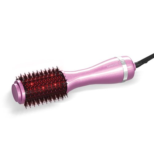 Belleza 2-in-1 Thermal Blowout Brush Hair Dryer & Volumizer | Infrared Blow Out Brush Dryer with 360 Ionic Hot Air Round Barrel | Smooth Frizz-Free Salon Quality Results (Blush Pink)