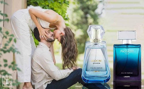 Liberty Luxury Perfume Gift Set - Passion for Men, Bloom for Women (100ml/3.4Oz each), Eau De Parfum (EDP) Spray, Designed in France, Long Lasting Smell