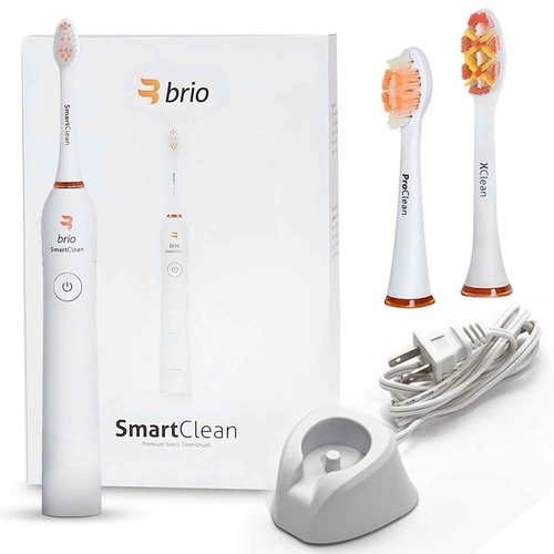 Brio Ollie SmartClean Electric Toothbrush for Adults,Travel Sonic Toothbrush with 3 Replacement Heads, Ultra Clean Rechargeable Toothbrush Portable One Charge for 6weeks 5 Modes 2mins Timer - White