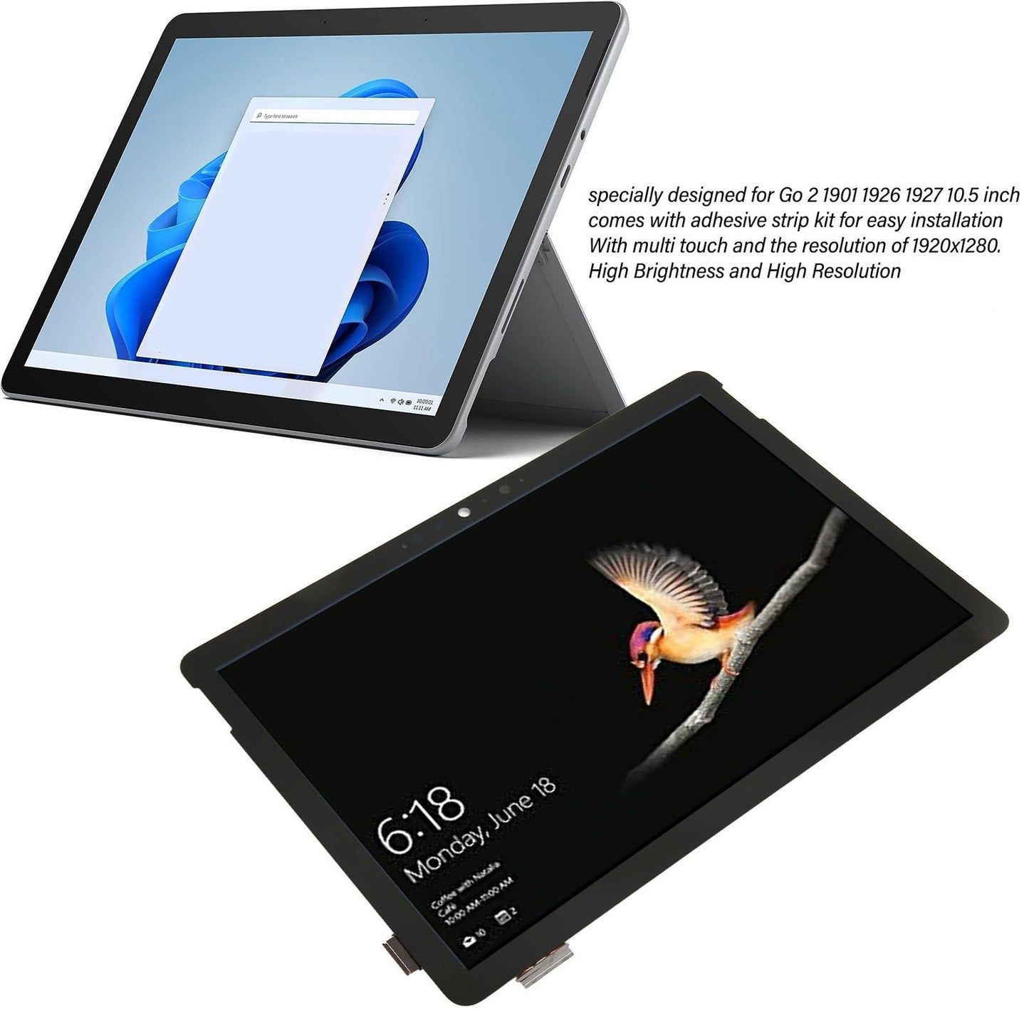 10.5 inch Screen Replacement for 2 1901 1926 1927, 1920x1280 LCD Display Digitizer Assembly, Laptop Replacement
