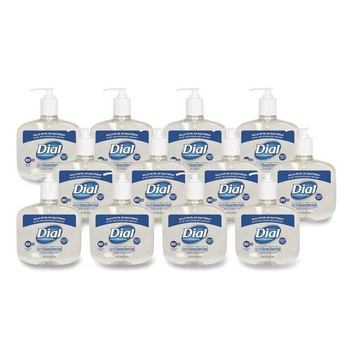 Dial Professional Antibacterial Liquid Hand Soap for Sensitive Skin, Floral, 16 Oz Pump, 12/Carton