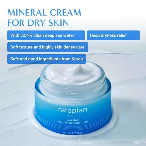RATAPLAN Donghae Deep Moisturizing Cream 2 Pack - Deep Sea water, For Dry Skin, Ceramide, Hyaluronic Acid, Strengthen Skin Barrier, Korean Skincare