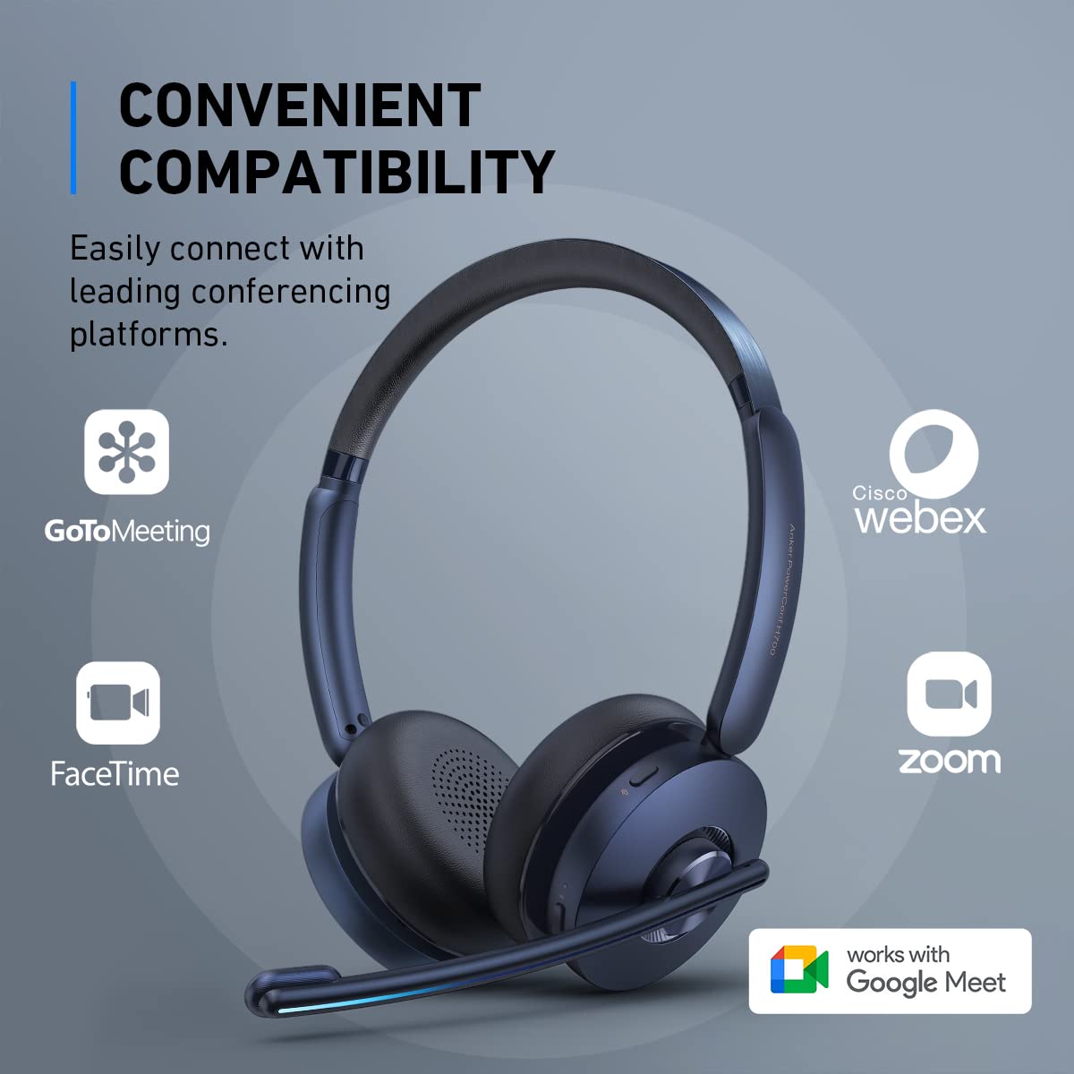 Anker PowerConf H700, Bluetooth Headset with Microphone, Active Noise Cancelling, Audio Recording and Meeting Transcription, AI-Enhanced Calls (Headset+Charge Stand)
