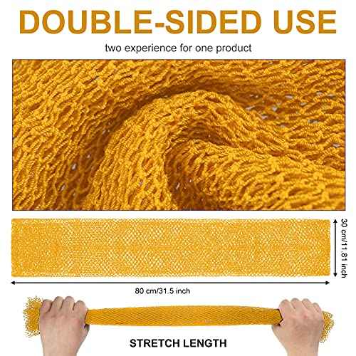 Geiserailie African Net Sponge Long Bathing Net Shower Body Scrubber Back Scrubber Skin Smoother Bathing Sponge for Daily Use or Stocking Stuffer(Yellow)