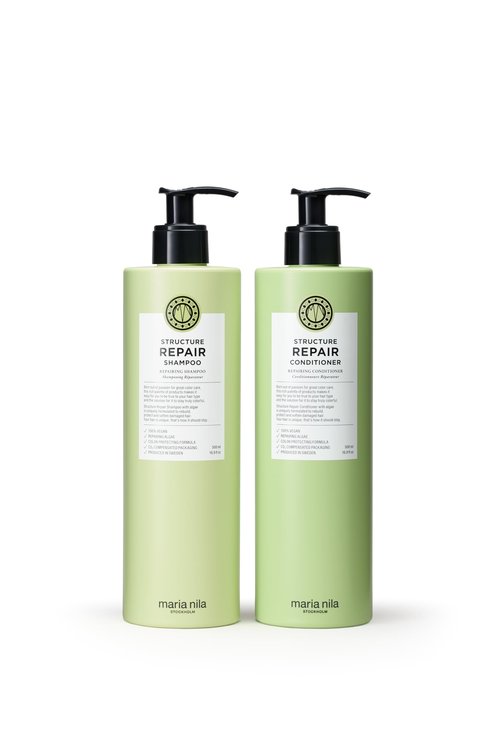 Maria Nila Structure Repair, Shampoo & Conditioner set (2 x 500 ml), For Damaged & Chemically Treated Hair, Algae Extract Rebuilds & Moisturizes, 100% Vegan & Sulfate/Paraben free