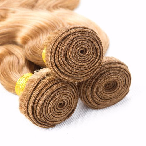 FuivJuix #27 Blonde Bundles Body Wave Bundles Human Hair 28 28 28 Inch Brazilian Virgin Hair Honey Blonde Body Wave Bundles Human Hair Extensions 3 Bundle 50 Gram Per Bundle