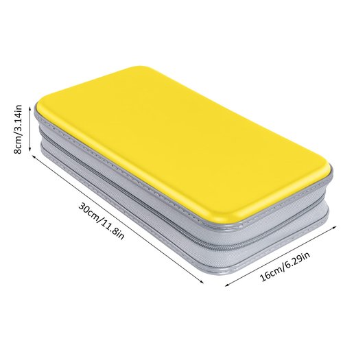 CD Case, Siveit DVD Case Holder 96 Capacity Hard Plastic CD DVD Disc Cases Storage Binder Wallet for Car Home Office Travel (Yellow)