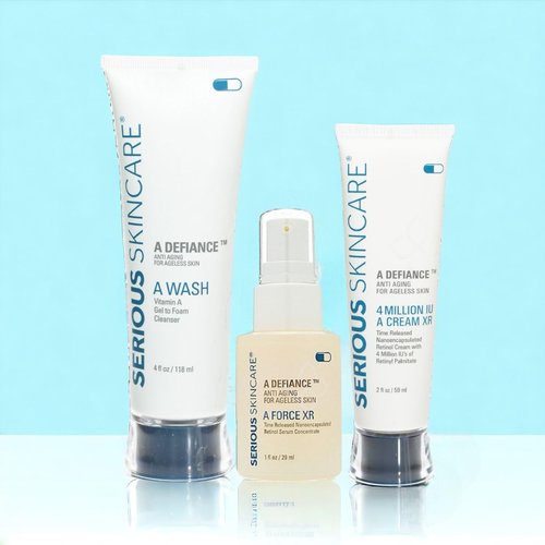 Retinol Anti-Aging Skin Care Set - Serum, Facial Moisture Cream & Face Wash - Smooth Fine Lines, Deep Wrinkles and Minimize Pores - Serious Skincare - 3 Piece Kit