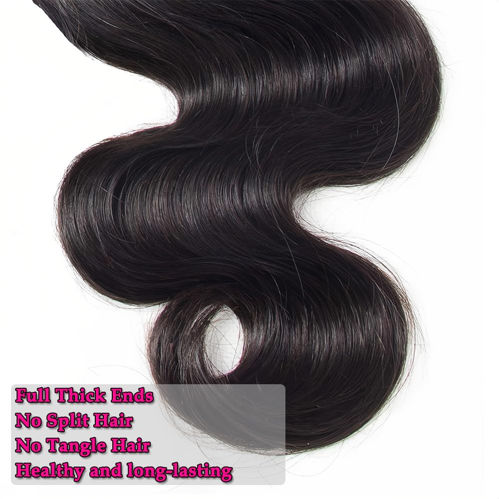 12A Human Hair Bundles 400g Body Wave Bundles Human Hair Extensions 16 16 18 18 Inch Brazilian Virgin Body Wave 4 Pieces Deals Unprocessed Brazilian Quick Weave Extensions Natural Black