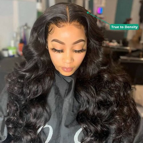 IUPin 13x4 Body Wave Lace Front Wigs Human Hair Pre Plucked Glueless HD Transparent Lace Frontal Wigs for Black Women 180 Density Brazilian Human Hair Wig with Baby Hair 20 Inch Bleached Knots