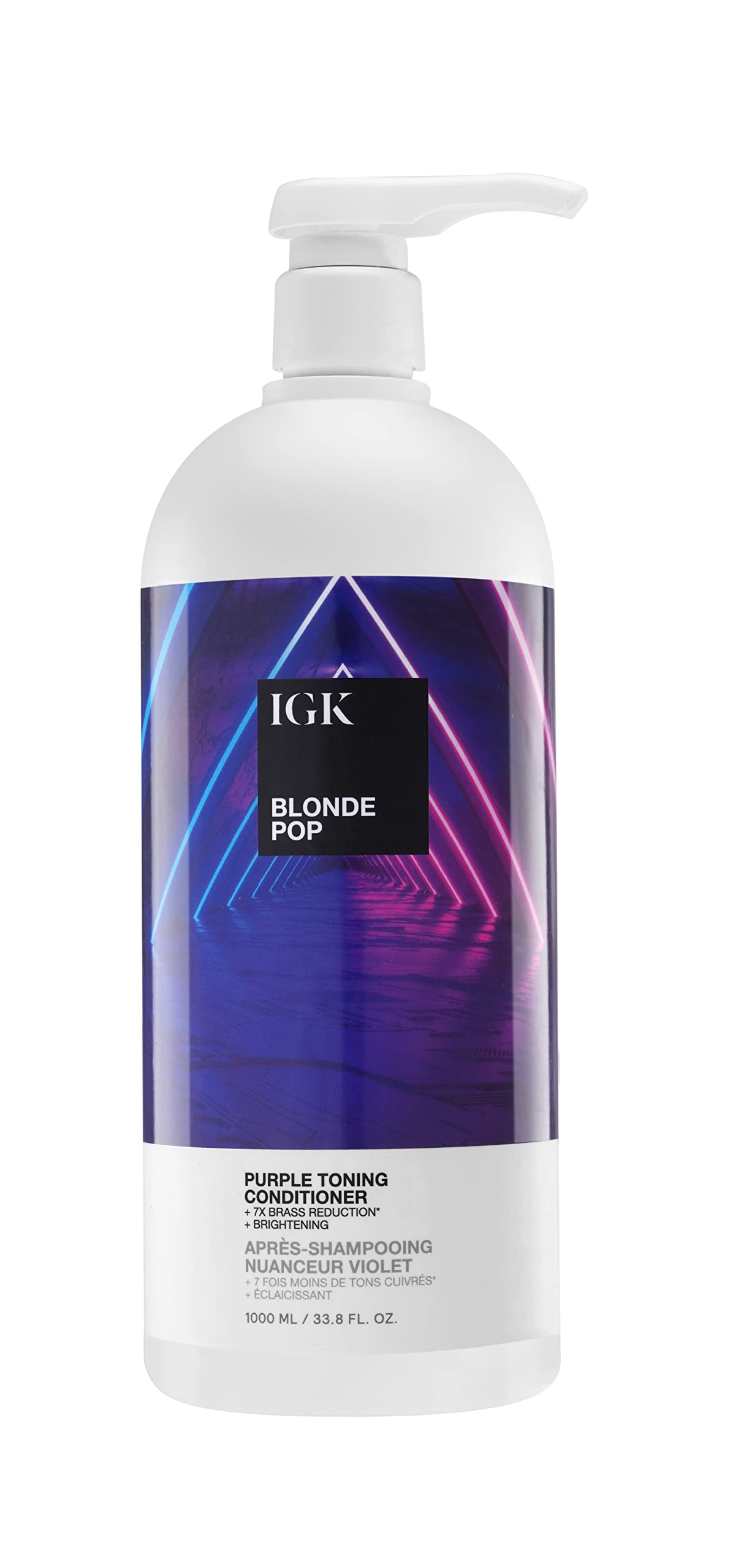 IGK BLONDE POP Purple Toning Conditioner Liter | Brighten + Neutralize Brass | Vegan + Cruelty Free | 33.8 Oz