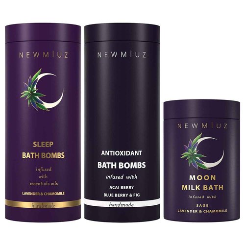 Sleep Well Fizzing Bubble Bath Bombs Lavender Chamomile Sage Pack of 3 Perfect for Gifting Birthday Christmas or Stocking Stuffers