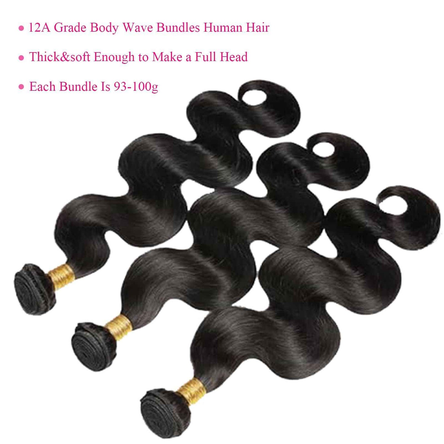 22 24 26 Inch Body Wave Bundles Human Hair 12a Human Hair Bundles 100% Unprocessed Brazilian Virgin Hairfor Black Women Natural Color