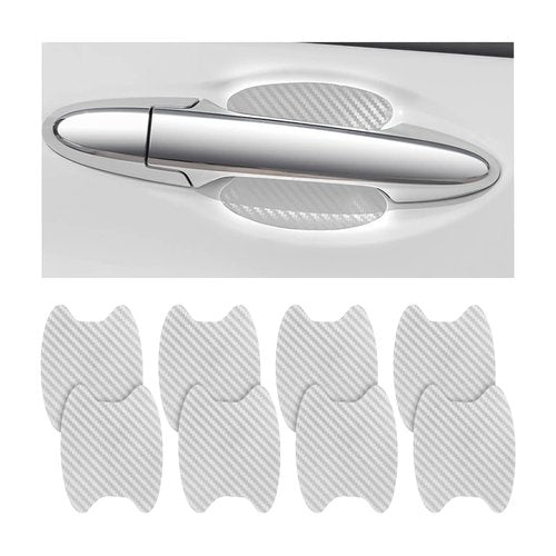 8PCS Car Door Handle Sticker, Carbon Fiber Anti-Scratches Car Door Cup Protector, Non-Marking Auto Door Handle Protective Film for All Cars (Silver/8 PCS)