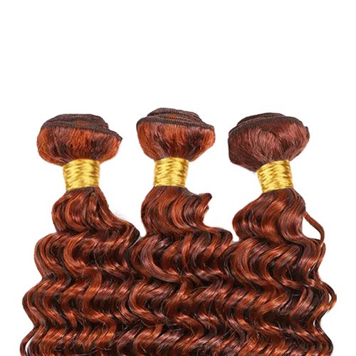 Highlight Bundles P33/350 Deep Curly Human Hair Bundle Ombre Ginger Brown 3 Bundles 20 22 24 Inch Two Tone Color 33 Copper Mixed With Ginger Orange Bundle 300G