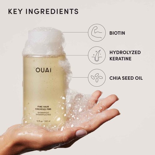 OUAI Fine Hair Shampoo Refill - Volumizing Shampoo for Fine Strands - Made with Biotin, Keratin & Chia Seed Oil - Strengthens, Nourishes & Thickens - Color-Safe & Sulfate Free Hair Care (32 Fl oz)