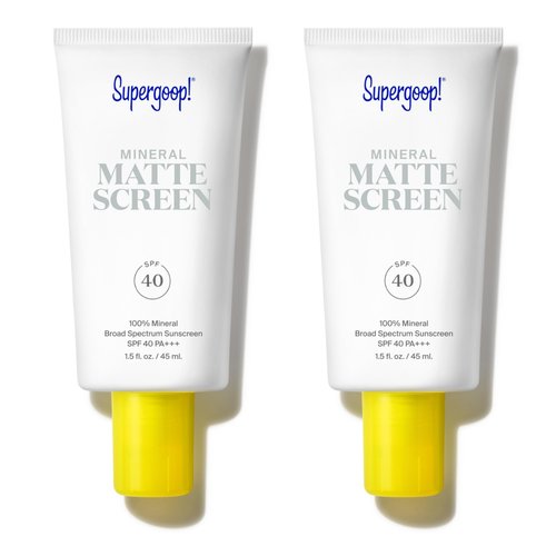 Supergoop! Mineral Mattescreen (SPF 40) - Pack of 2, 45 mL - Mineral, Oil-Free Broad Spectrum Sunscreen - Smooths Skin’s Appearance, Minimizes Pores & Controls Shine - Water & Sweat Resistant