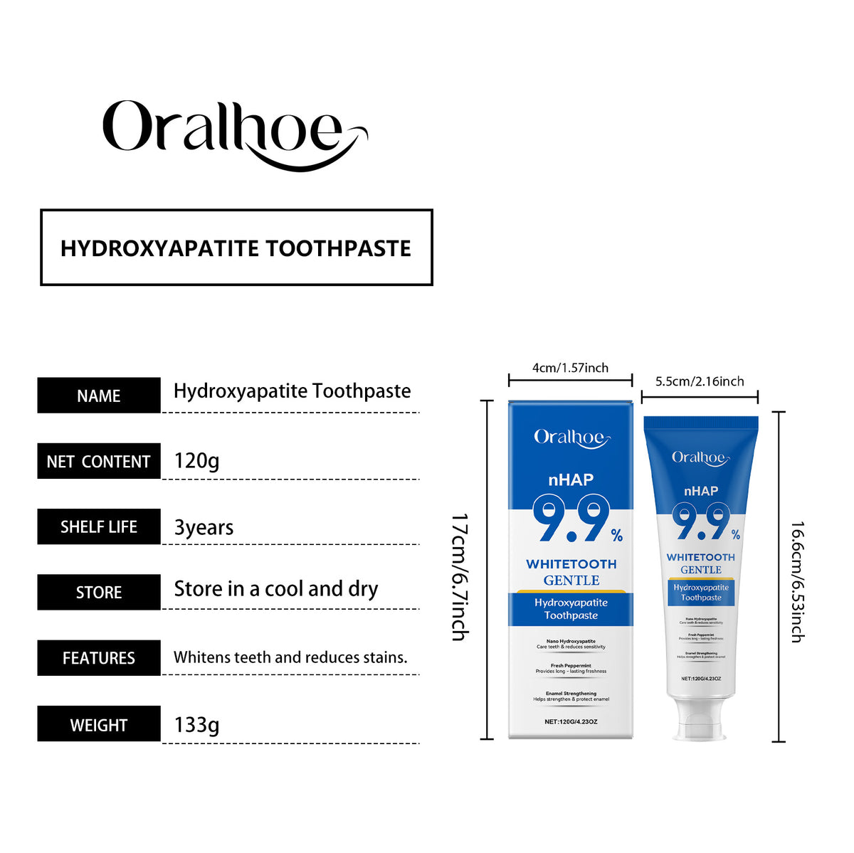 Gentle Mint Whitening Toothpaste 120g - Enamel Protection & Fresh Breath