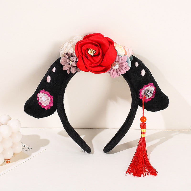 Vintage Princess Tassel Headband with Pearls & Rhinestones