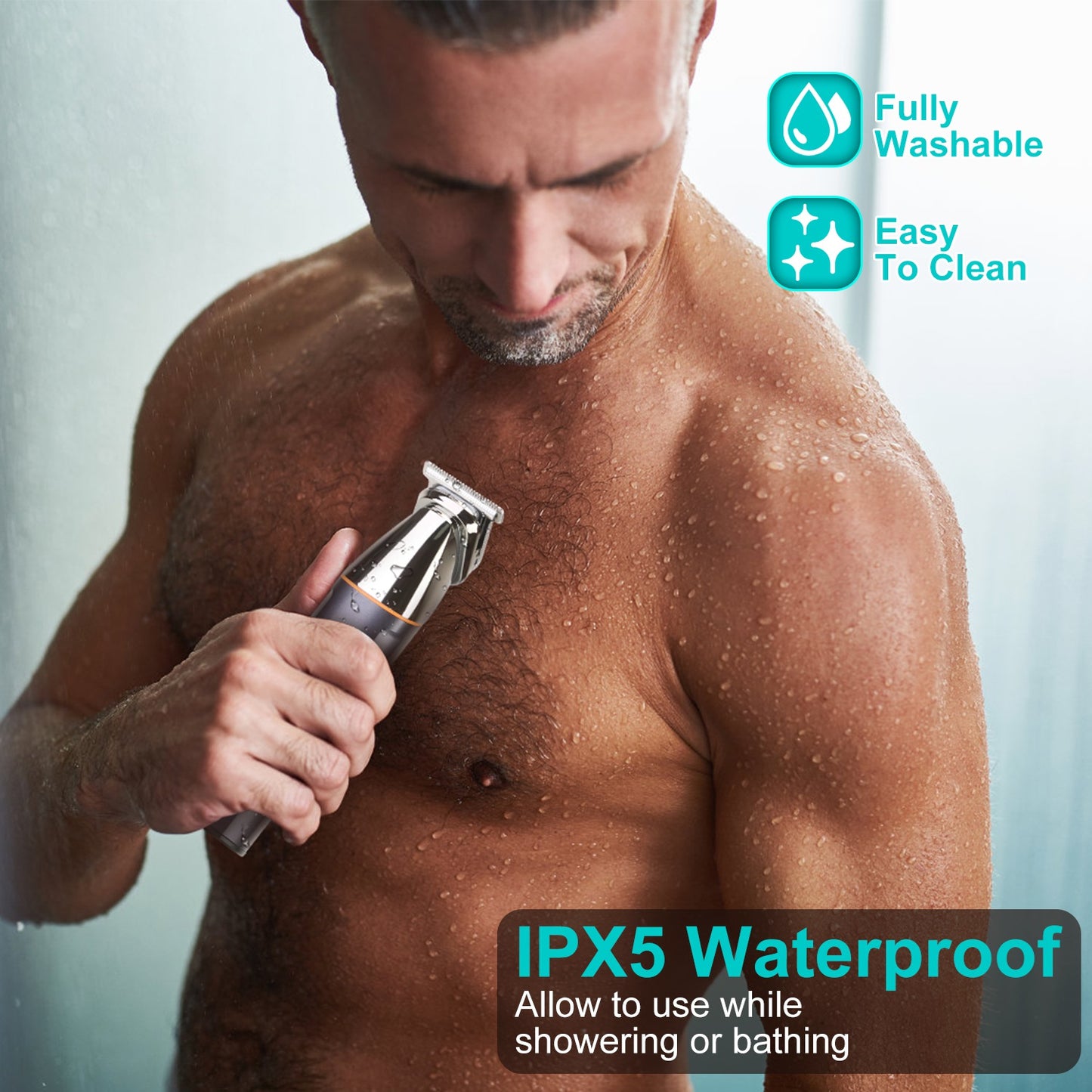5-in-1 Cordless Beard Trimmer Kit - IPX5 Waterproof Electric Grooming Set