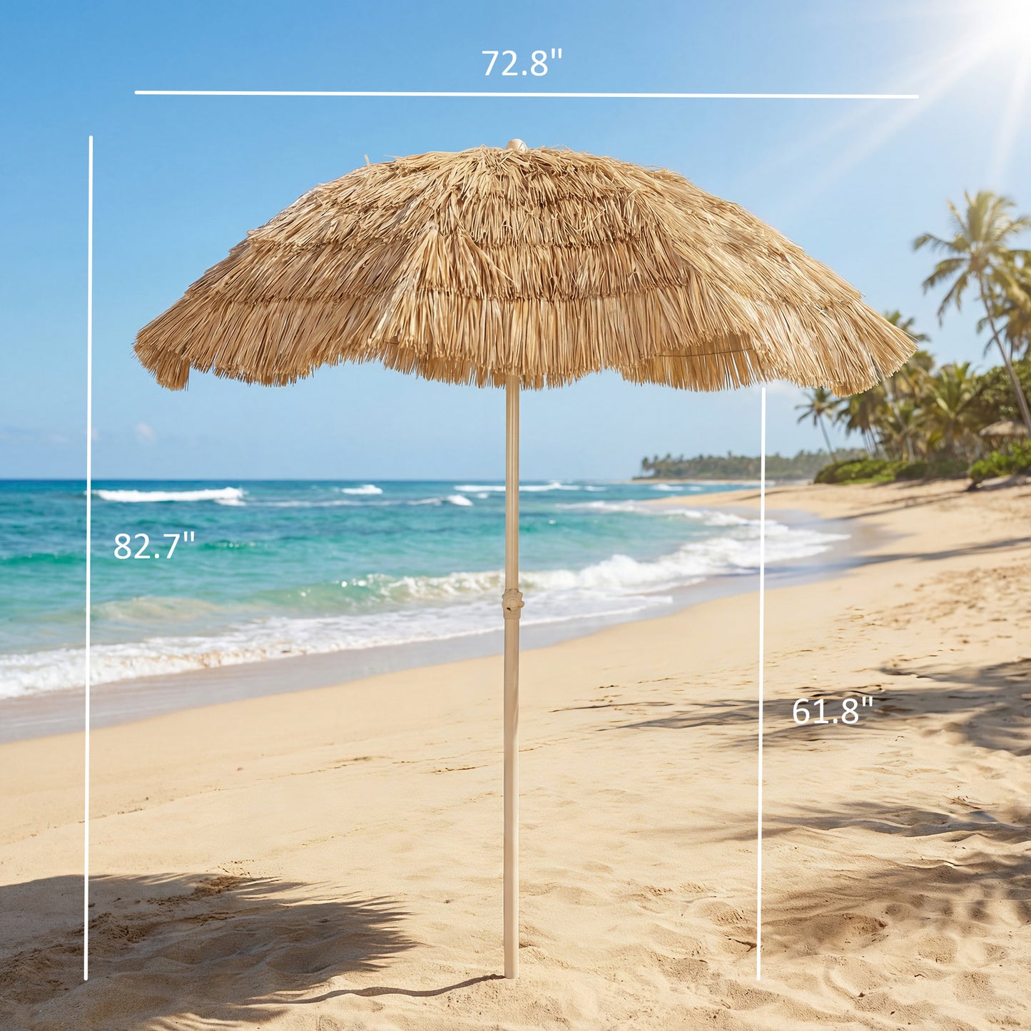72.8" Outdoor Tiki Umbrella with Carry Bag - Khaki