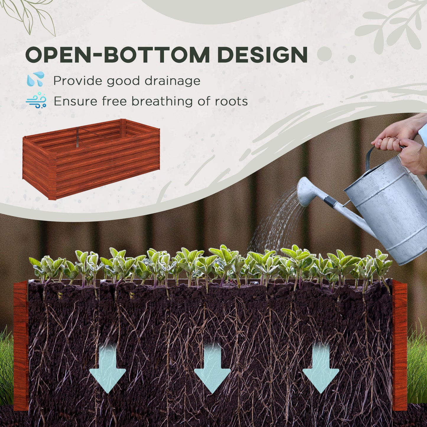 Galvanized Steel Raised Garden Bed Outdoor Planter 71x36x23 Dark Brown