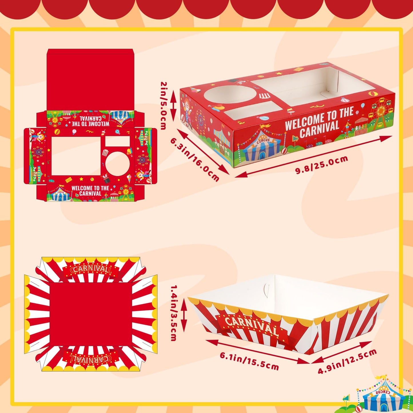 36-Piece Carnival Movie Night Snack Box & Tray Set