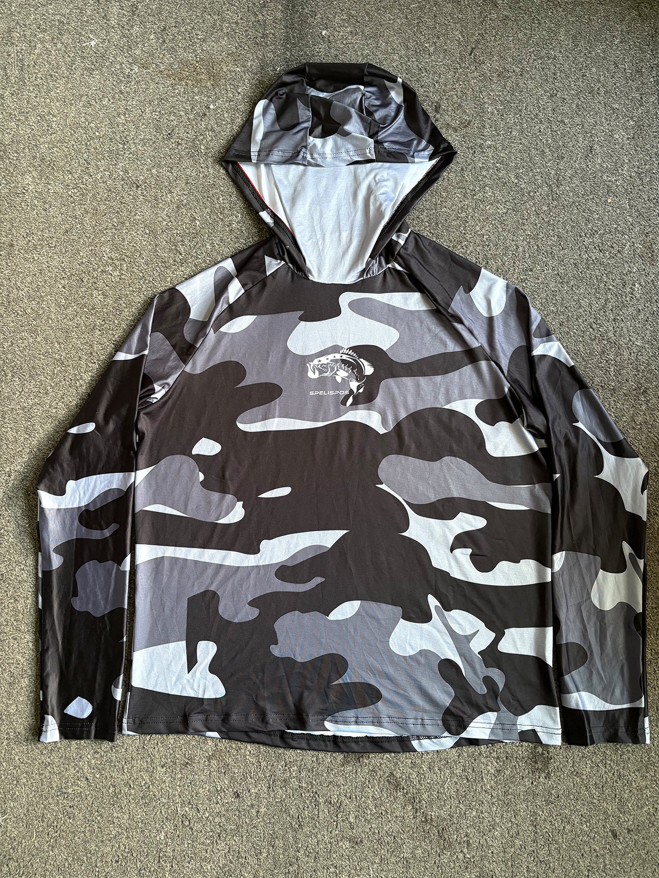 Men's Long Sleeve Fishing Hoodie with Face Mask - Sun Protection