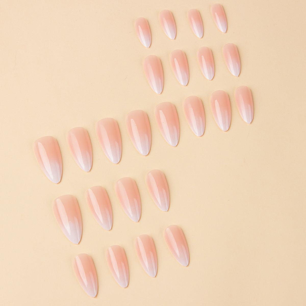 Almond Nail Stickers Set with Gradient Design and Jelly Glue - 24 Strips