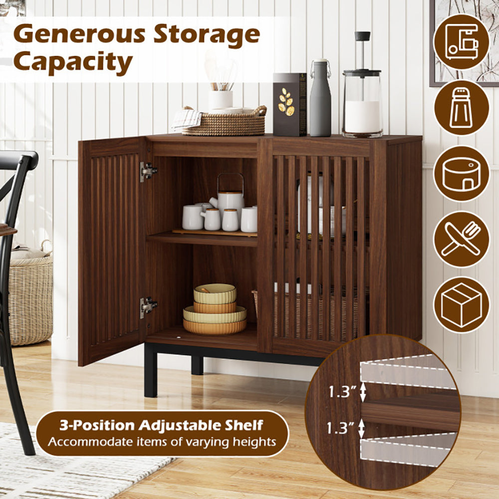 Buffet Cabinet With Storage 32 Inch Wooden Sideboard Coffee Bar