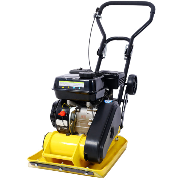 Gas Powered Plate Compactor 7.0 HP 5500PPM with Steel Plate & Wheels