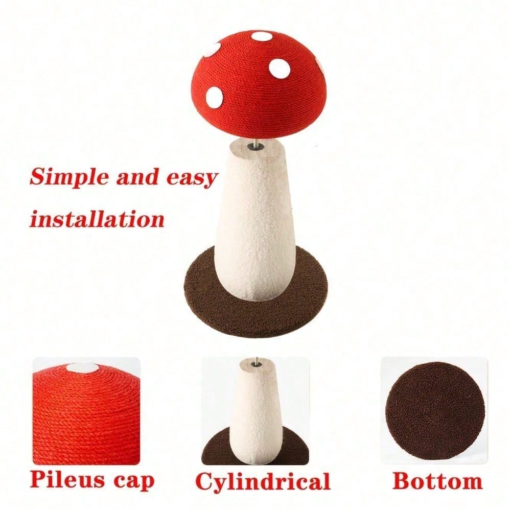 Mushroom Cat Scratching Post - Unique Sisal Design, No Assembly Needed