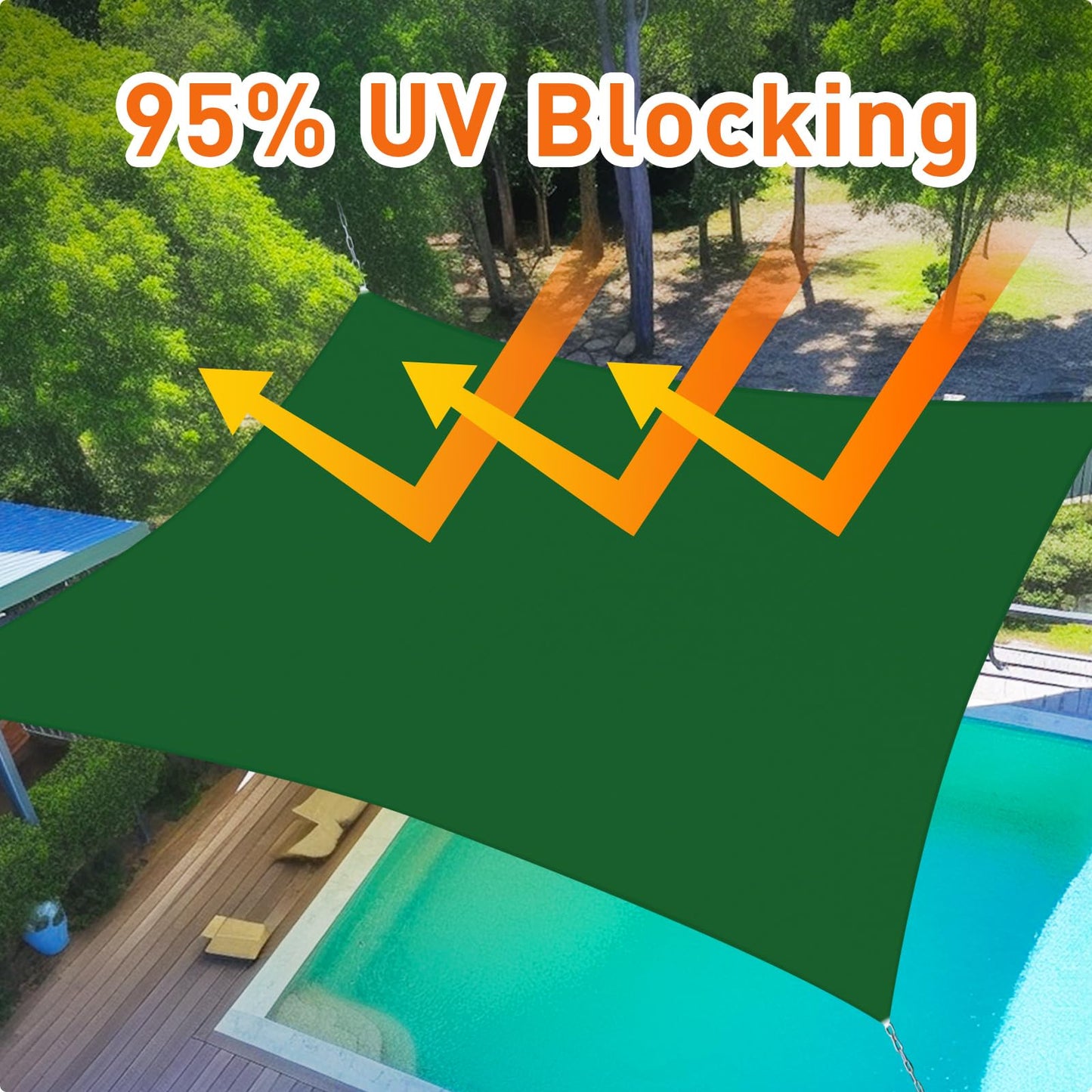 12x12ft Sunshade Sail UV Protection Waterproof Garden Shade Canvas Beige & Dark Green