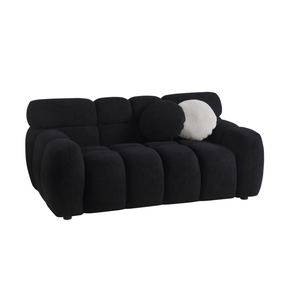 Beige Boucle 2-Seater Sofa - Medium-Soft Seating