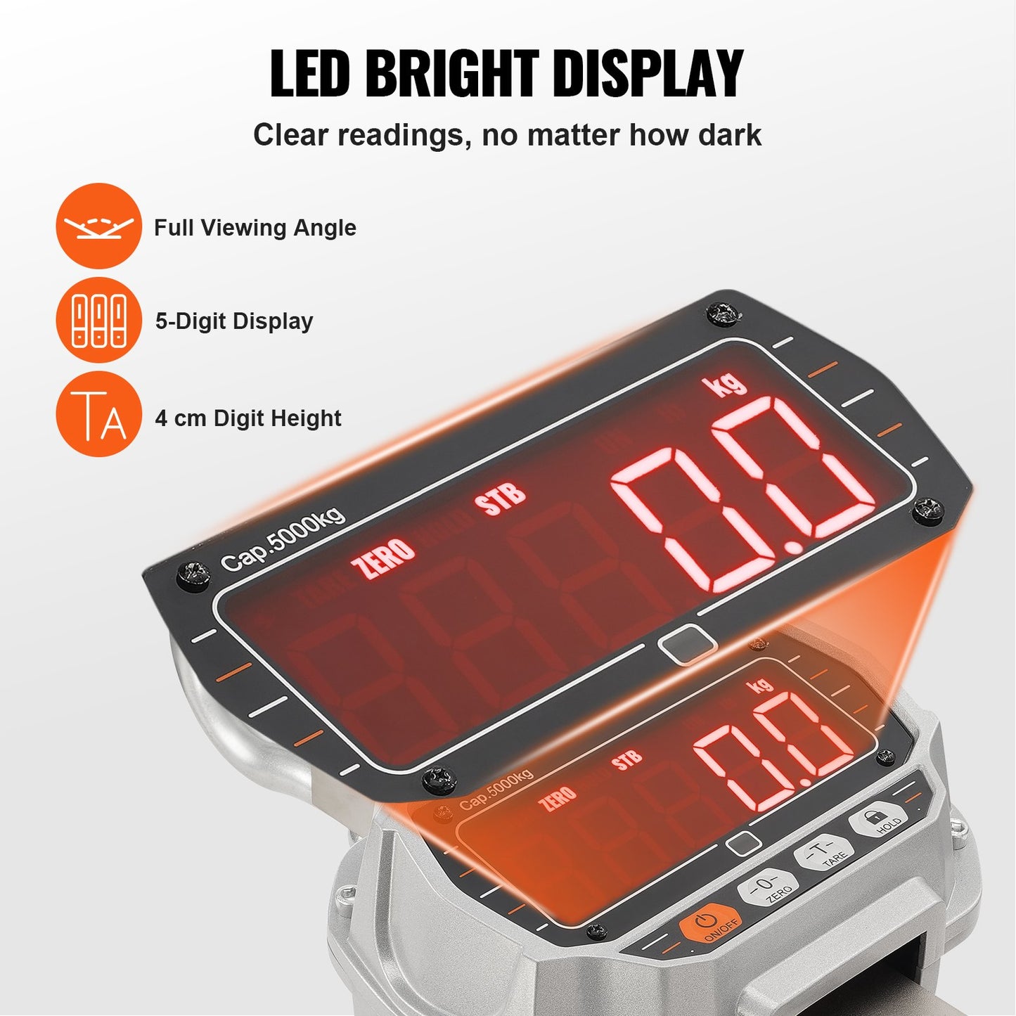 Heavy Duty Digital Crane Scale 11000 lbs/5000 kg with Remote Control - Industrial Hanging Scale with LED Display