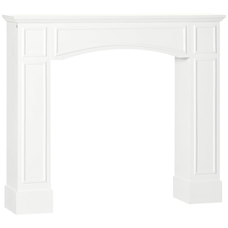 Modern White Fireplace Mantel with Decorative Pattern - MDF