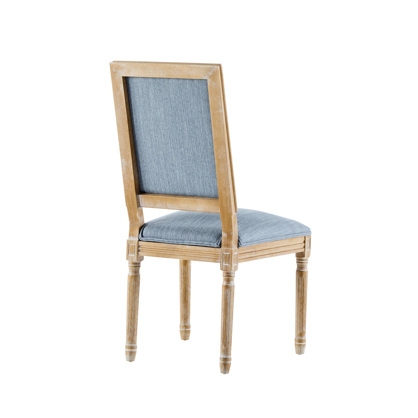 Set of 6 French Country Dining Chairs - Slate Blue Upholstered Seat