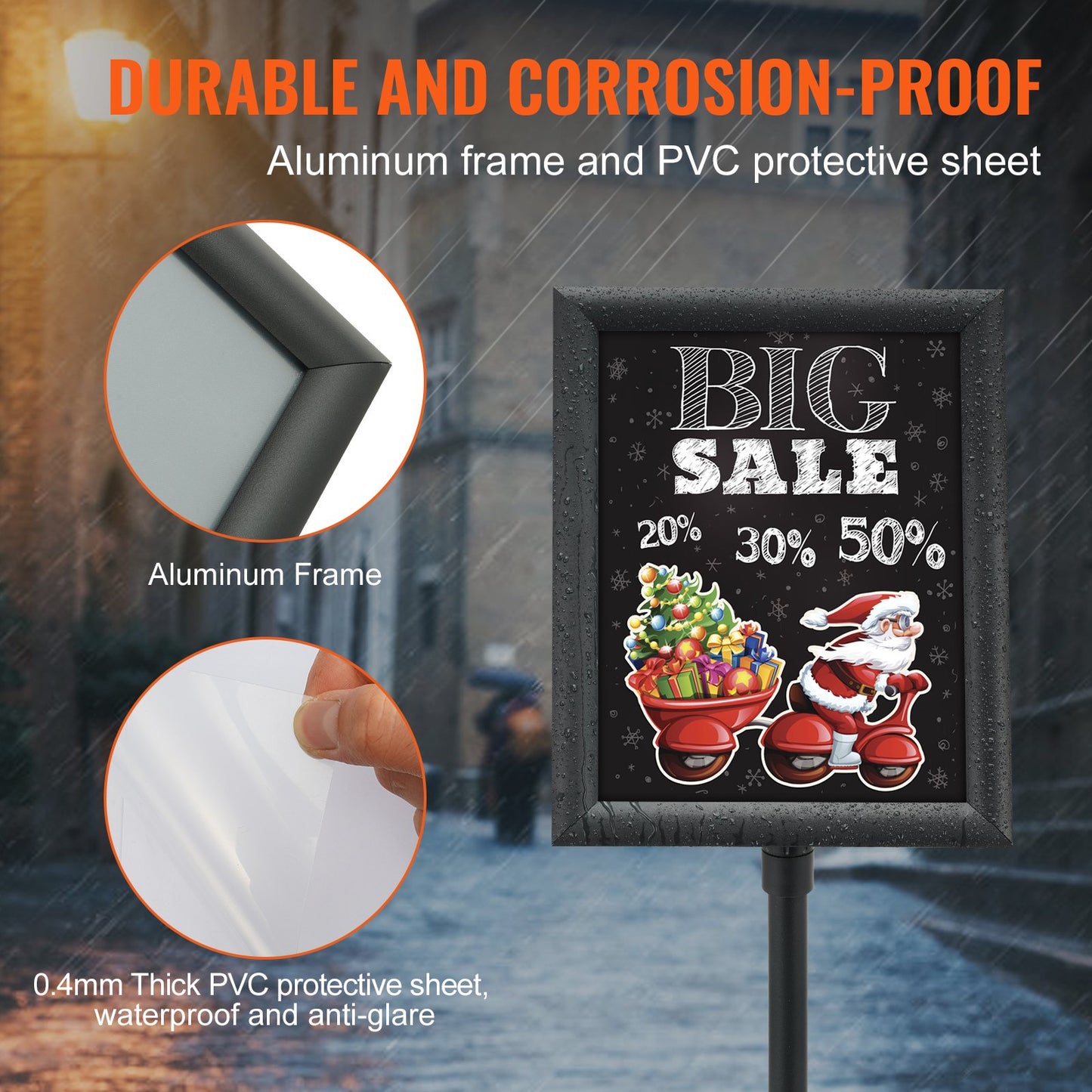 Adjustable Floor Sign Holder - 8.5x11 Inch Black Display Stand