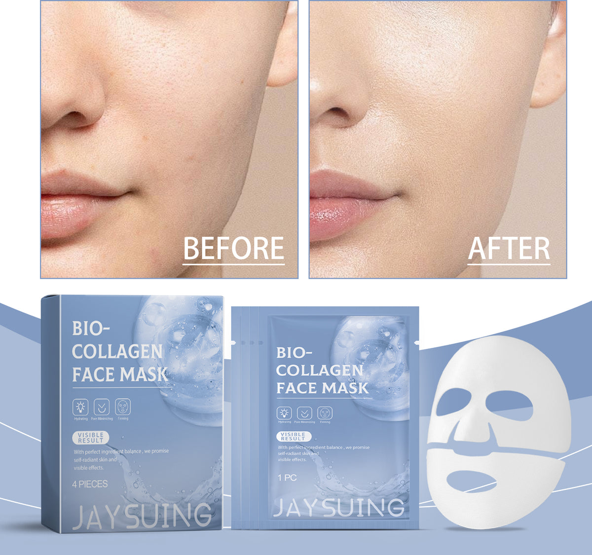 Collagen Moisturizing Facial Mask Boxed 4pcs 1 Box