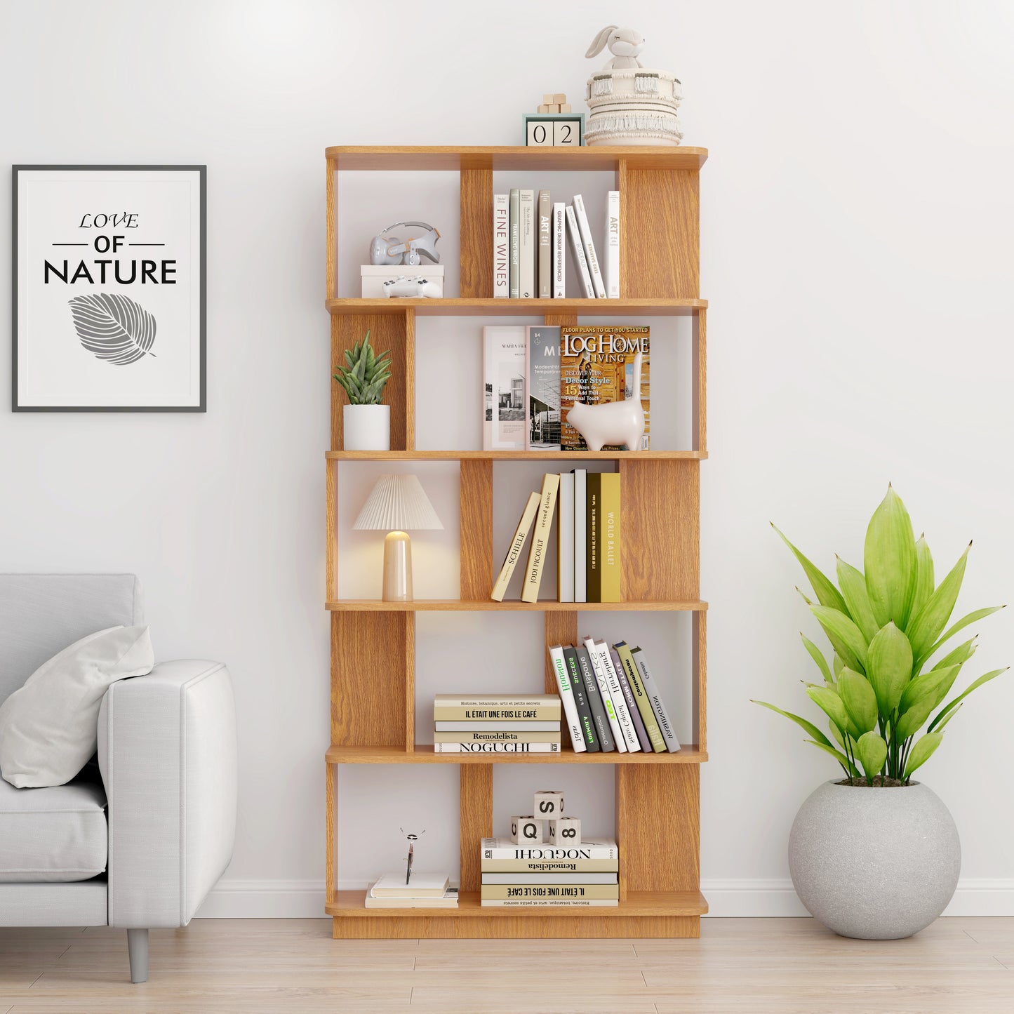 31.5L X 64.56H Free Combination Bookshelf Modern 5-Tier Open Storage