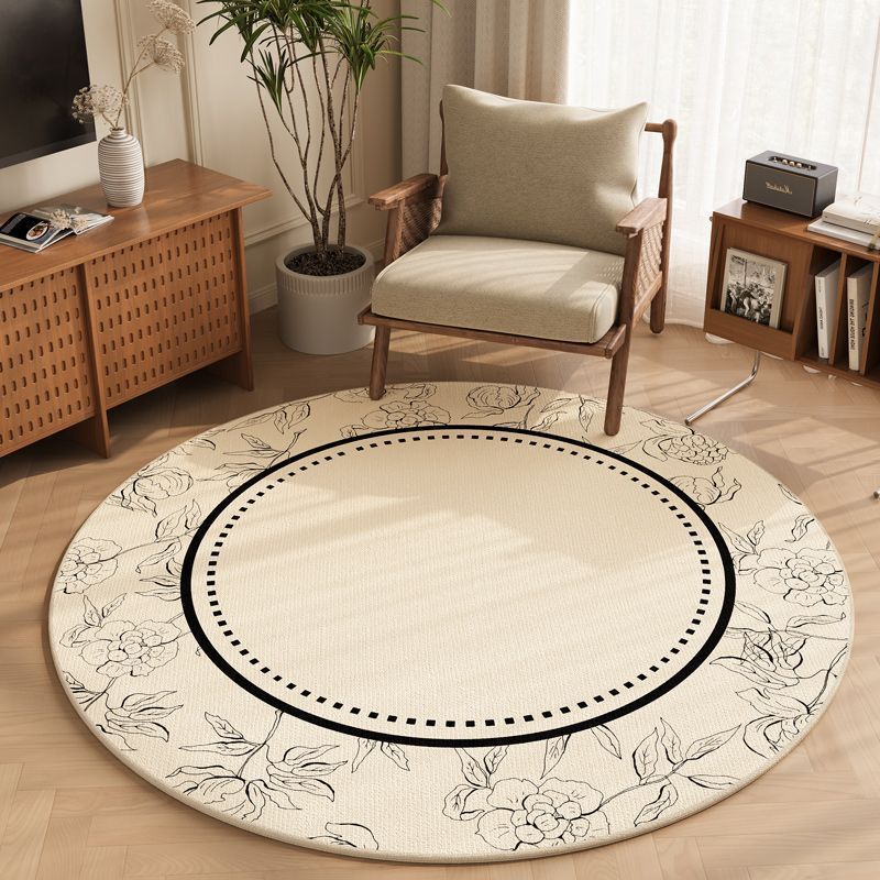 Bohemian Round Rug - Geometric Pattern, Machine Washable, Home Floor Mat