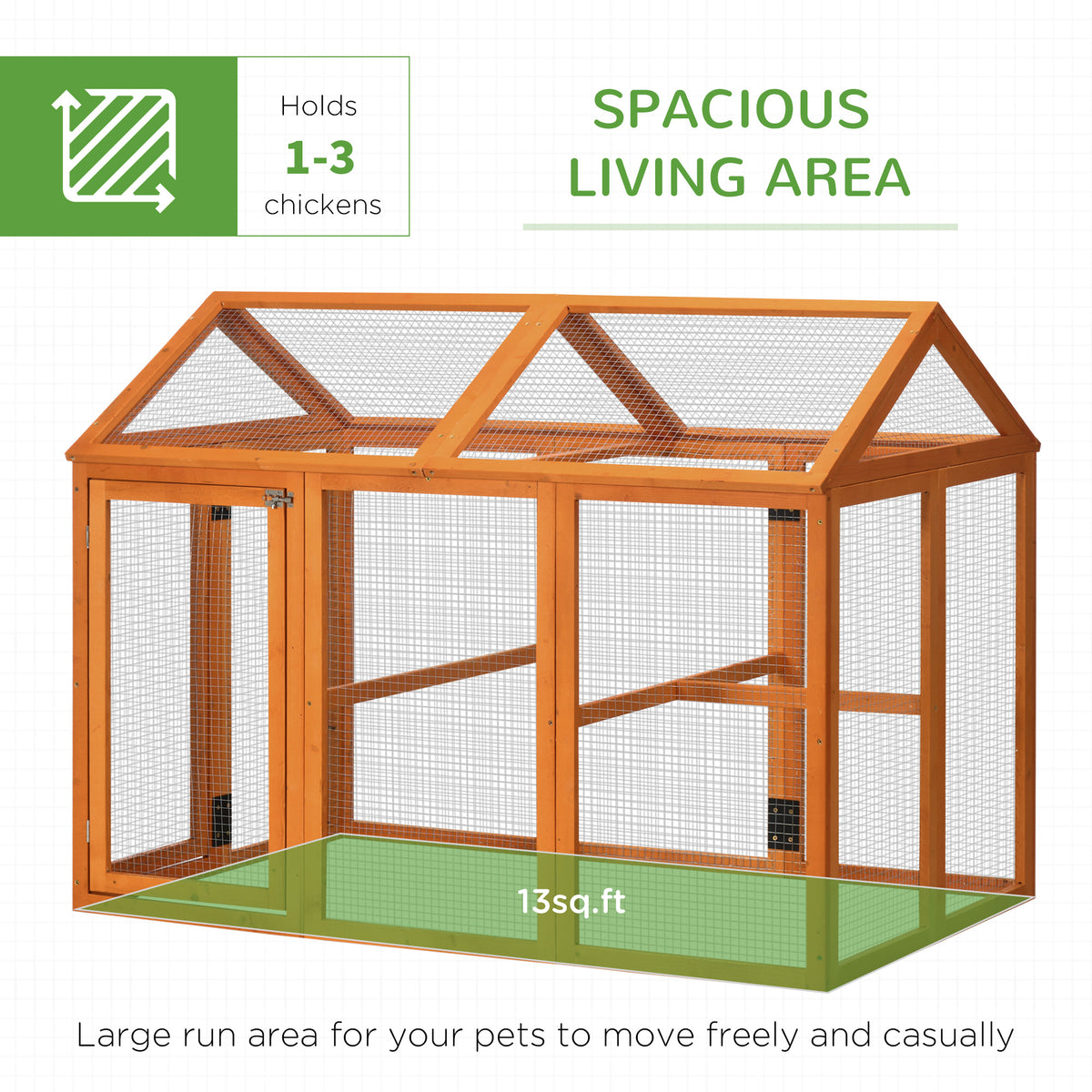 Wooden Chicken Run with Perches - Combinable Design, Orange, 830x380x560mm