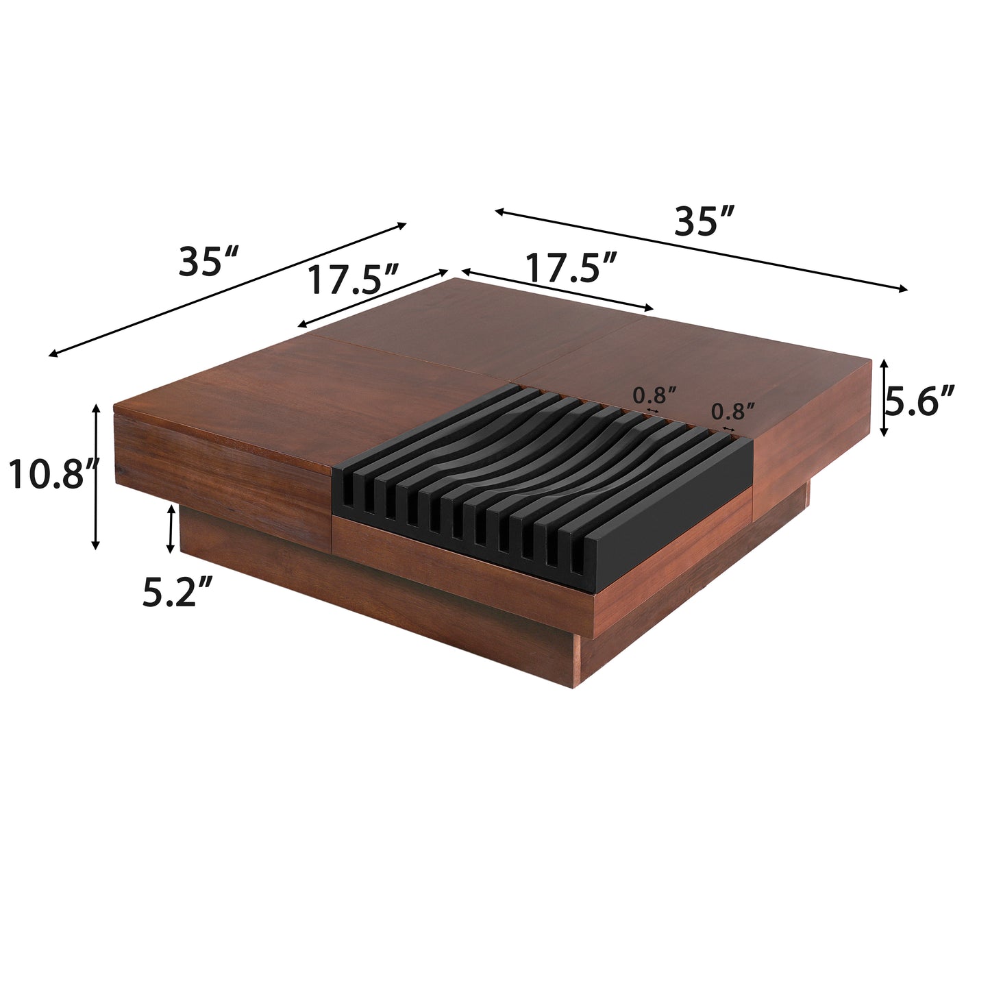 ITALIAN RETRO - INSPIRED ACACIA WOOD STORAGE COFFEE TABLE ,BROWN &