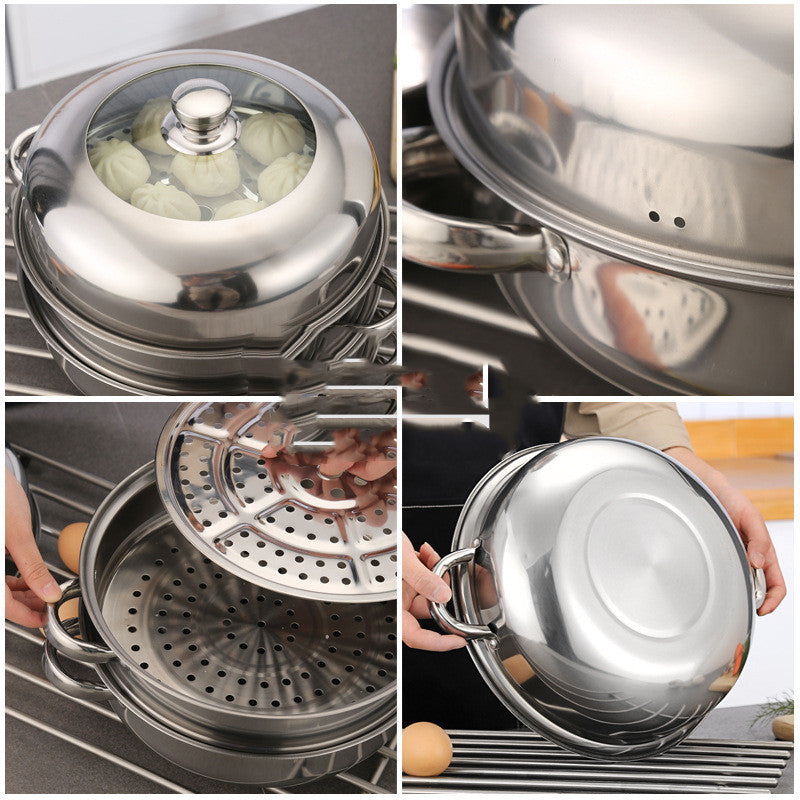 Stainless Steel Steamer Set for Cooking | 28cm Multi-Layer Hot Pot