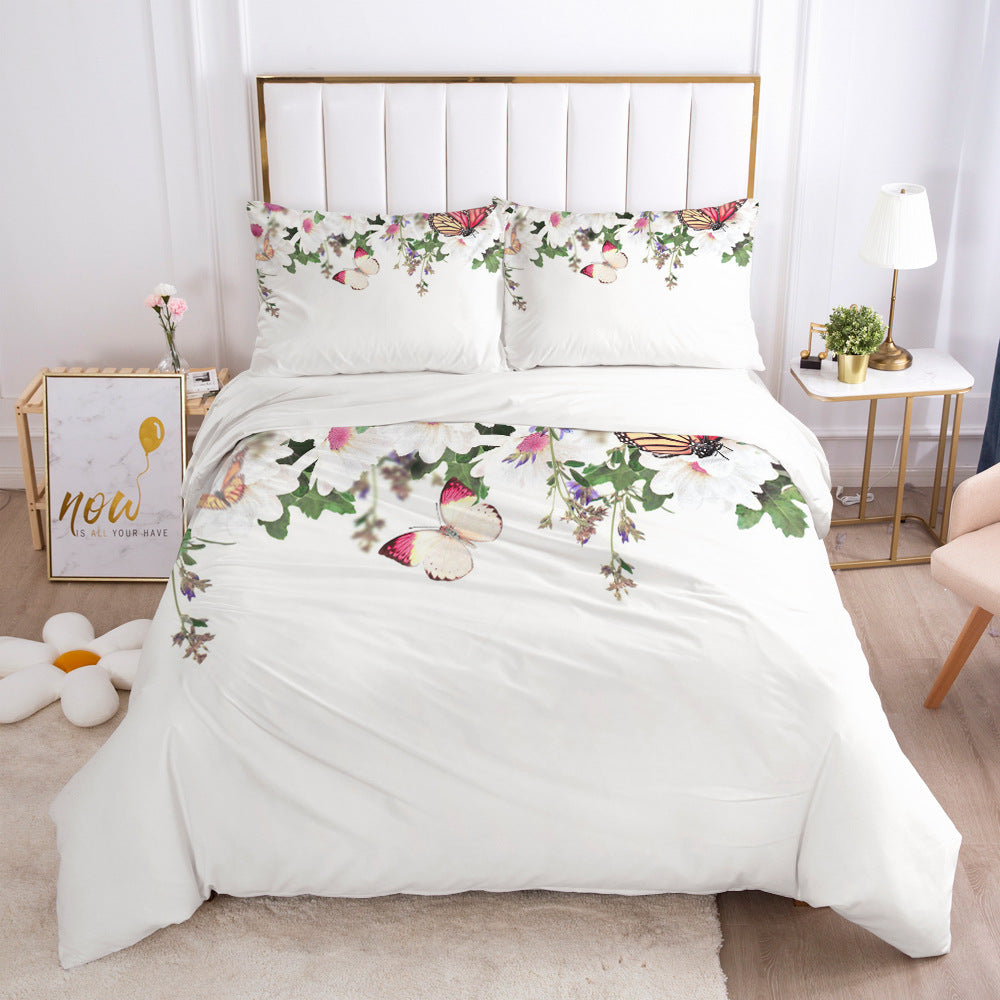 Minimalist Digital Printing Bedding Set - White, Twin, Full, Queen, King