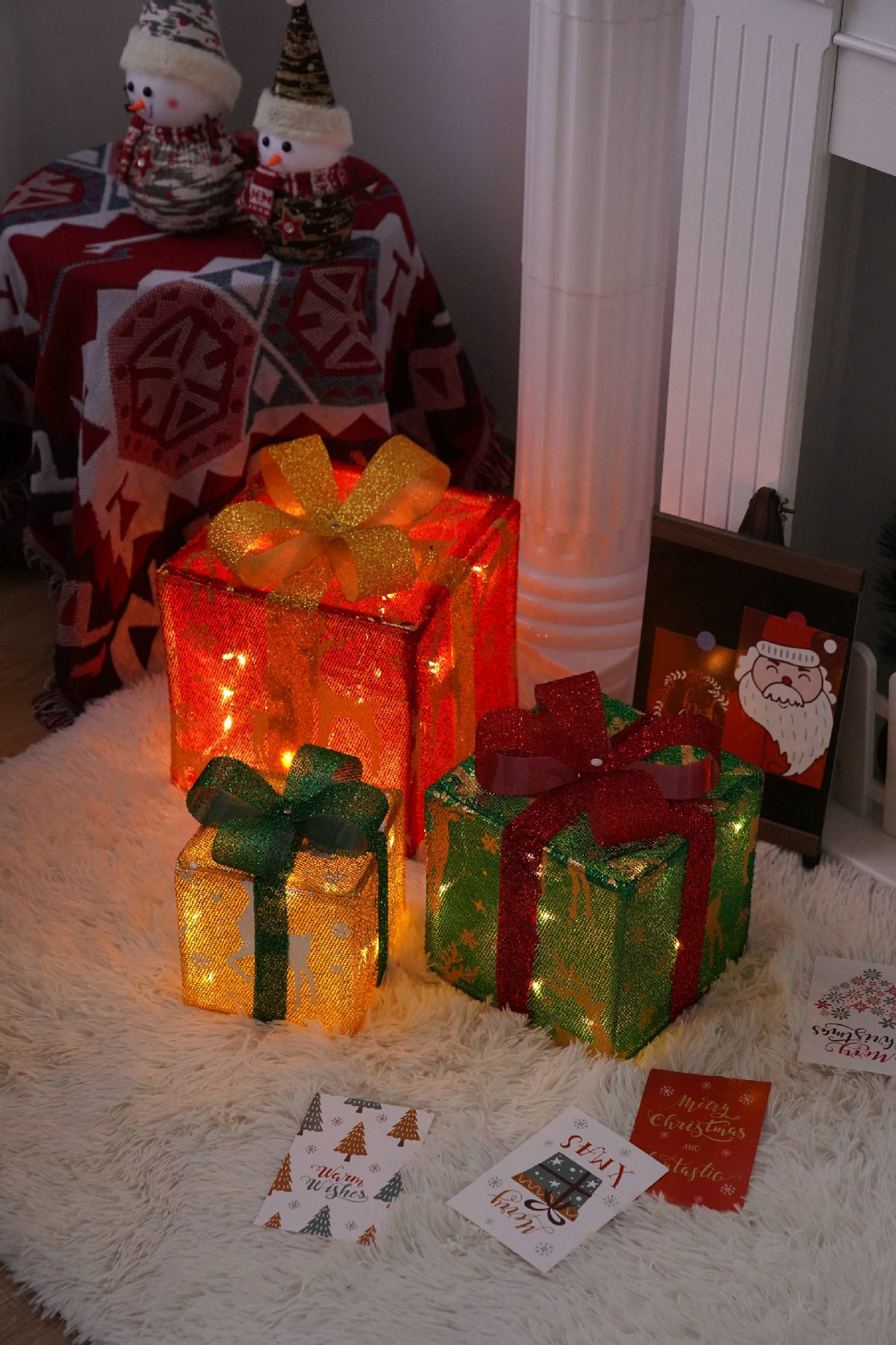 Remote Control Christmas Gift Box Lights - Holiday Decorative LED Set