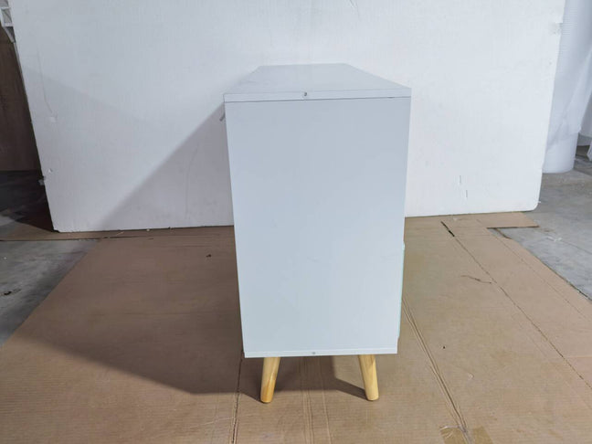 Kids Bookcase with Collapsible Fabric Drawers - White & Green