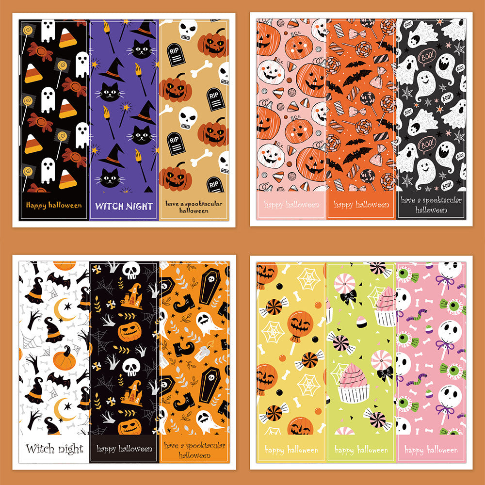 Halloween Self-Adhesive Rectangular Stickers 30 Sheets Party Decor